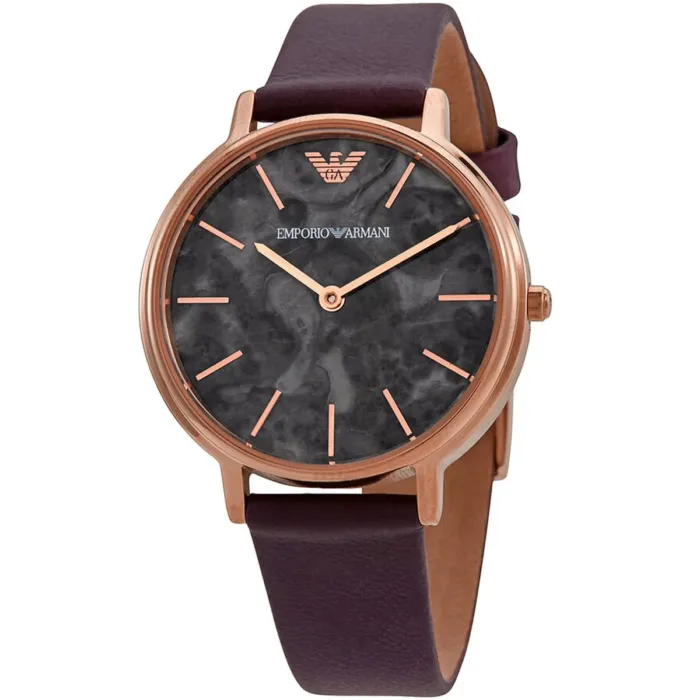 Emporio Armani Quartz Grey Dial Brown Leather Strap Watch For Women - AR11172 - Image 2